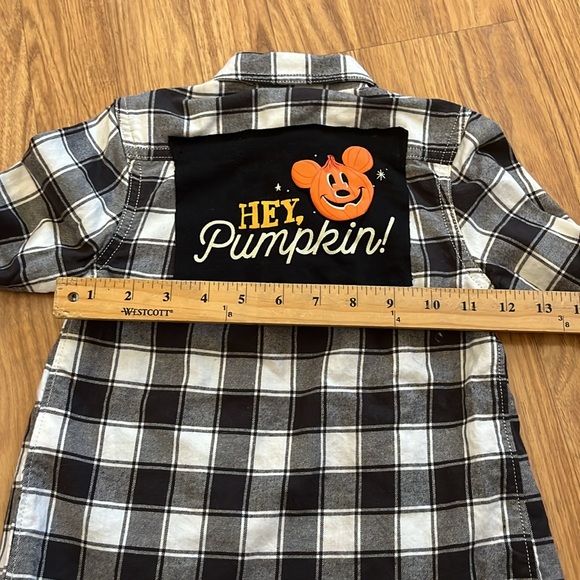 Hey Pumpkin Halloweek Flannel Shirt upcycled size XS 4 / 5 - Picture 4 of 6